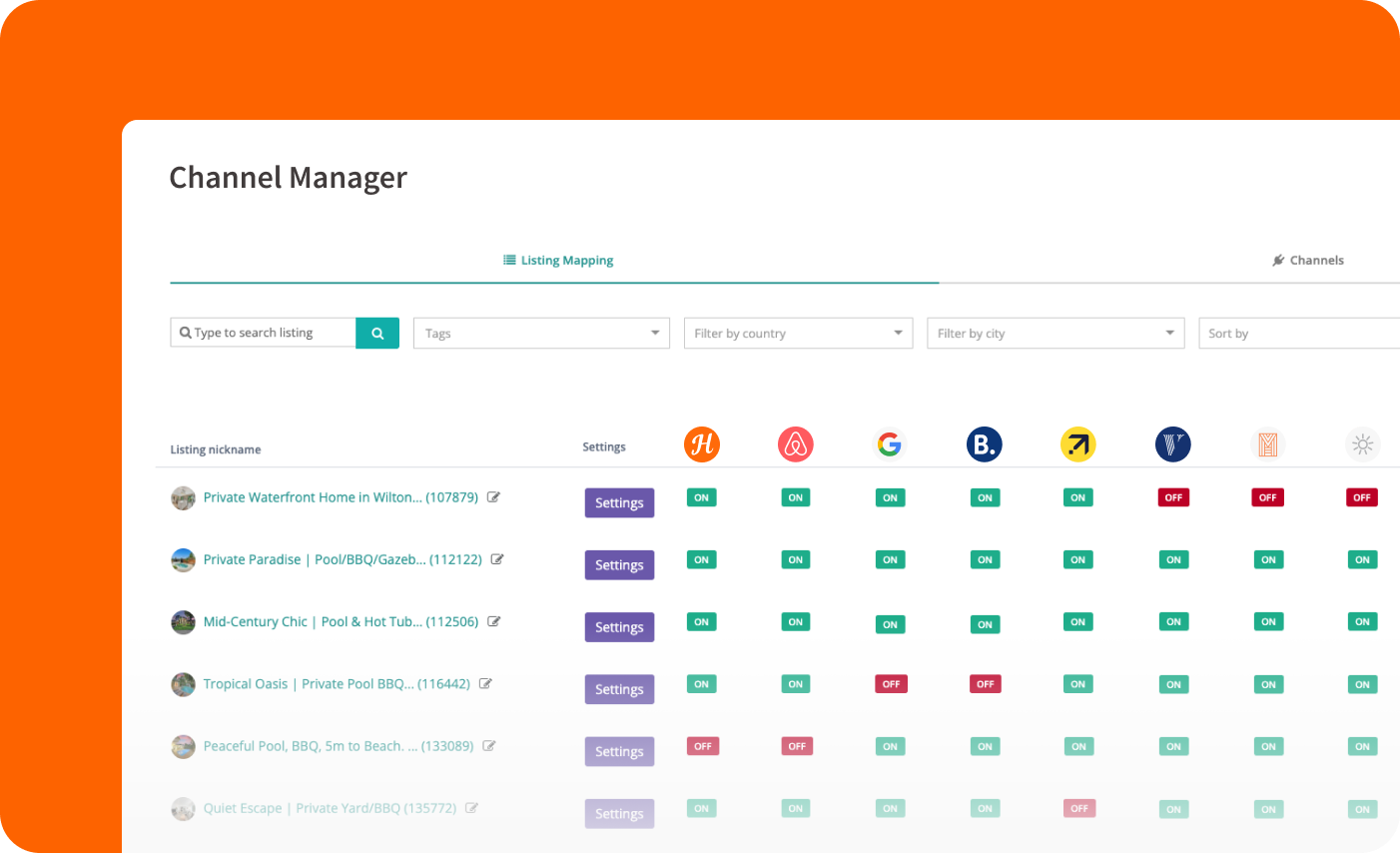 Part of Hostaway's Channel Manager is the multi-calendar, which allows you to drive more bookings for your short term rental business by seeing all your booking channels at a glance.